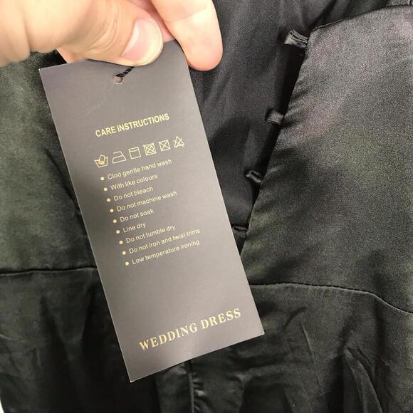 Black Wedding Dress Womens 6 Lace Up Back Silky Satin Cowl Neck Minimalist Goth - Picture 3 of 10